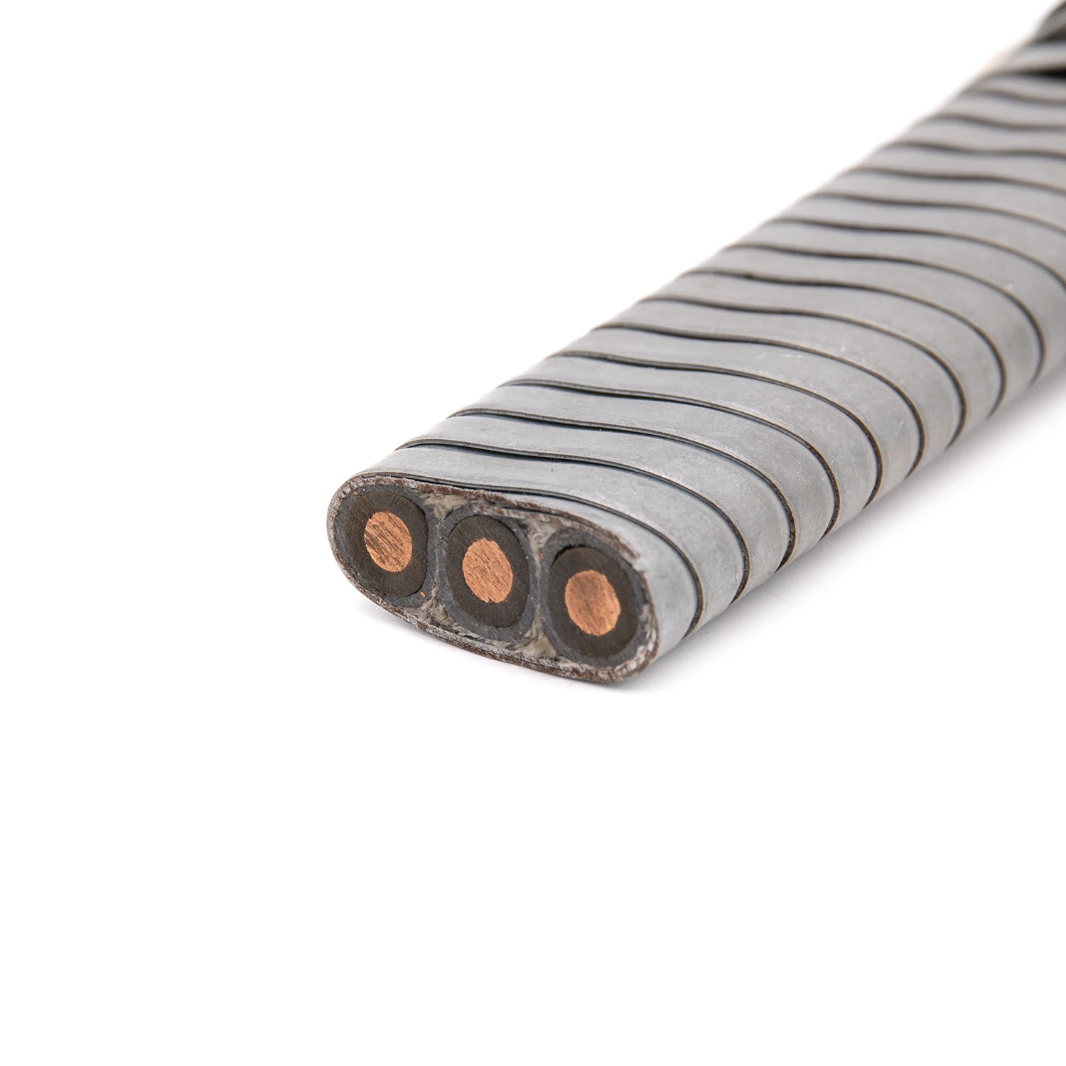 5KV 3 Core 1awg Solid Copper EPDM insulated Flat Round Electric Esp Submersible Oil Well Pump Power Cable