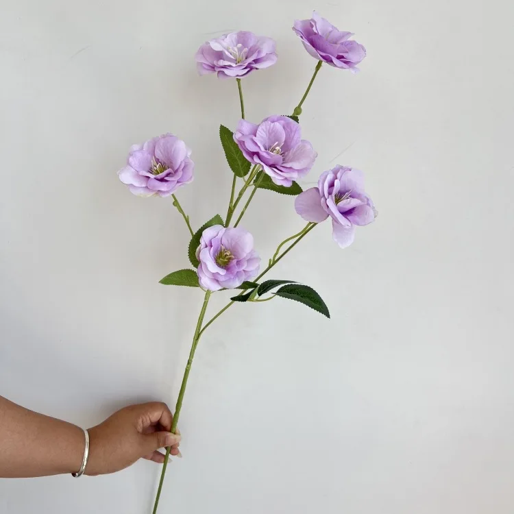 Factory feeling french style flower high-grade feel handmade flower wedding prop 6 heads branches artificial gardenia