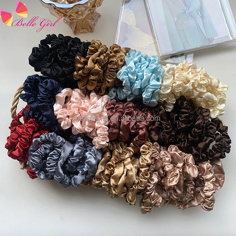 BELLEWORLD custom logo colors accessories per capelli elastic hair bands multi pure colors 3pcs/card custom tags for scrunchies