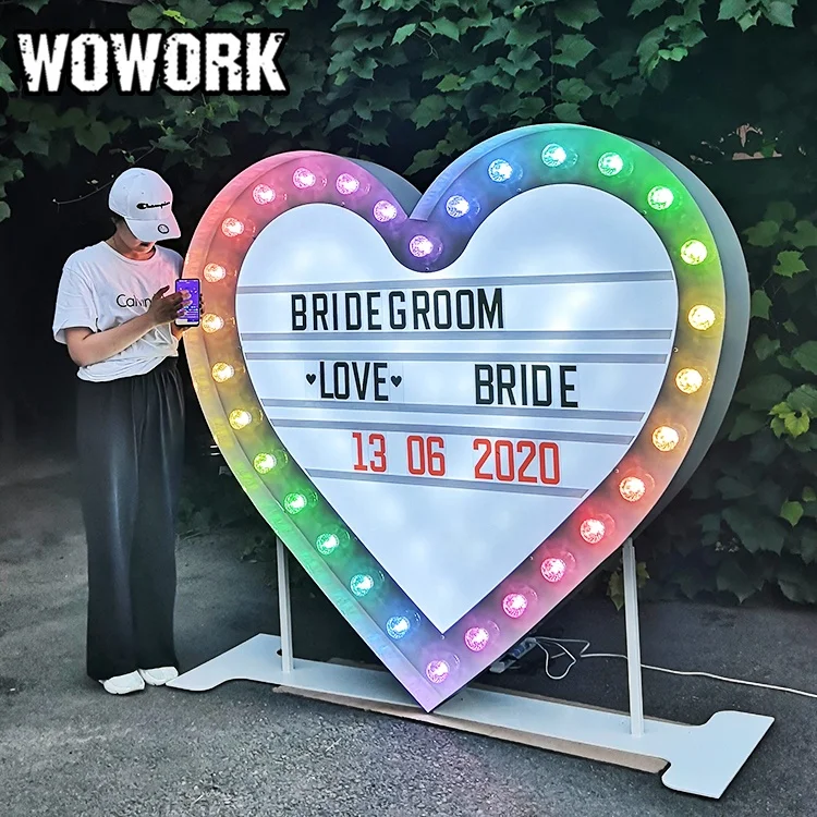 2024 WOWORK наружное светодиодное украшение для свадьбы большой световой короб кинотеатра с 90 буквами алфавита и табличками