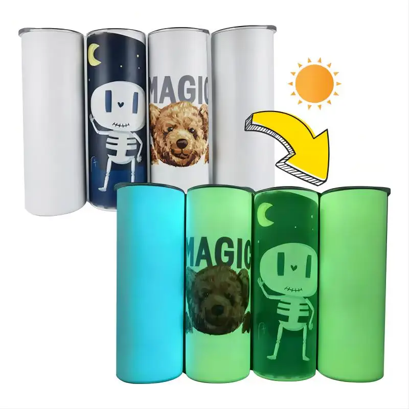 USA US warehouse fast shipping double wall stainless steel white green blue purple glow in the dark sublimation tumbler