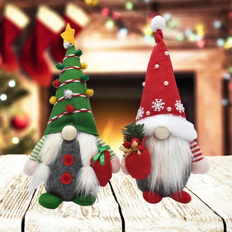 Christmas Decor Hat Faceless Doll Dwarf Santa Claus Plush Toys for Festival Ornaments Decoration Xmas Tree Hanging Accessories
