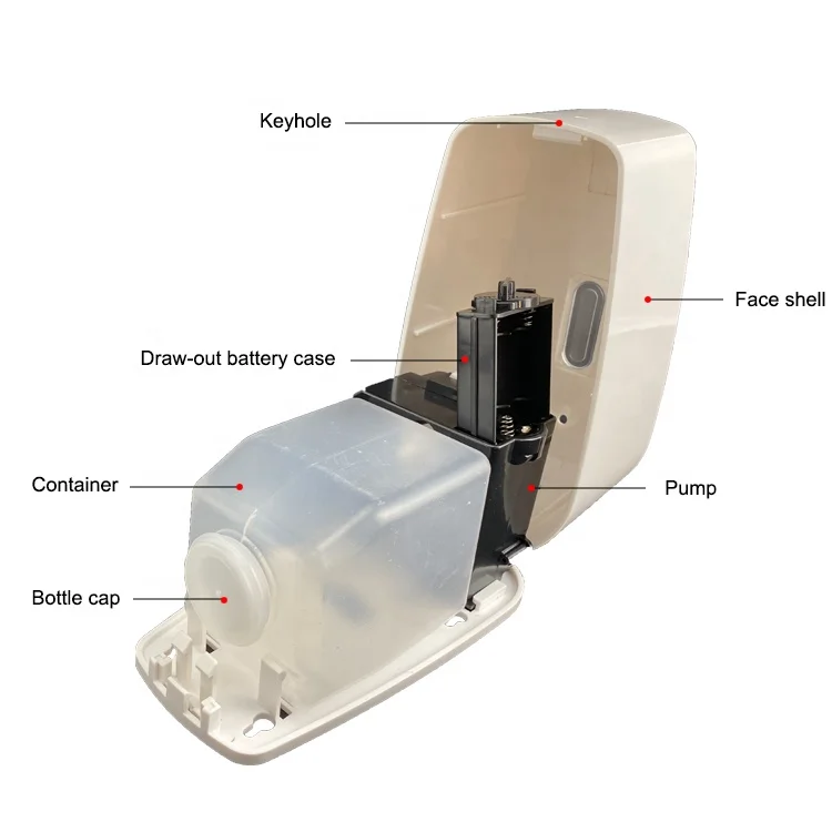 Commercial Refillable Hotel 500ml Plastic Automatic Wall-mount Sanitizer Liquid Spray Soap Dispenser