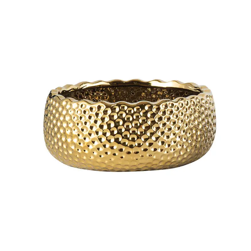 NATURIX wholesale indoor outdoor decoration succulent planter gold cylinder ceramic flower pots for balcony