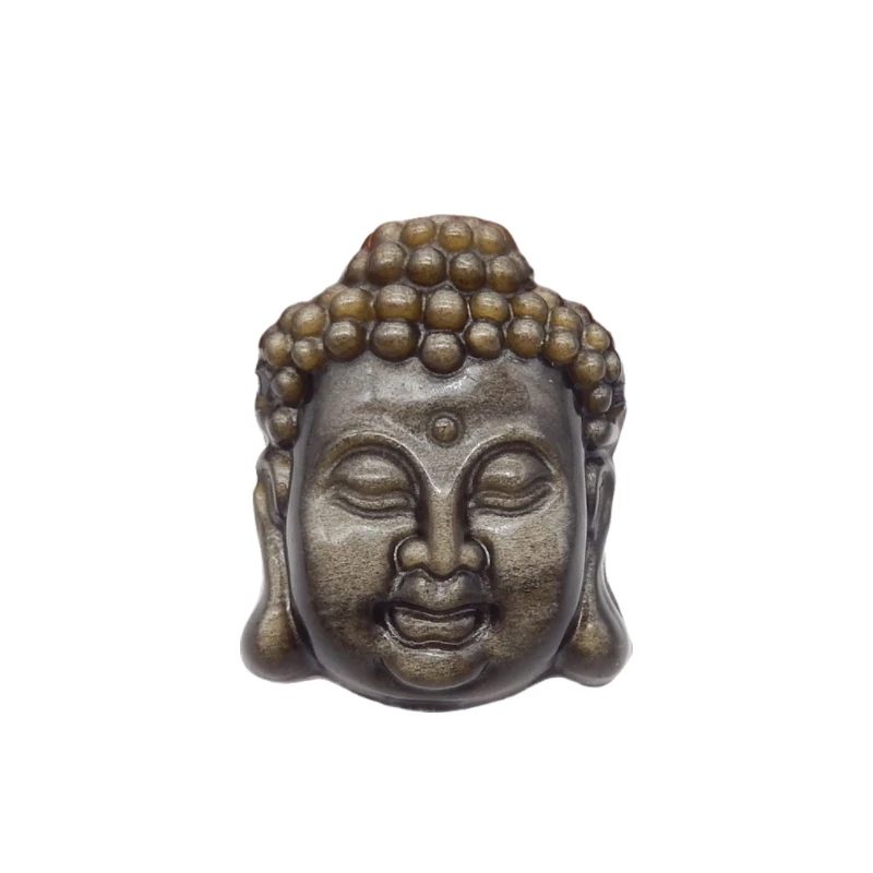 Gold Obsidian Buddha Pendant for Necklace,Drilled Crystal Carved Buddha Pendant for Men, Gemstone Jewelry,  Mens Pendant