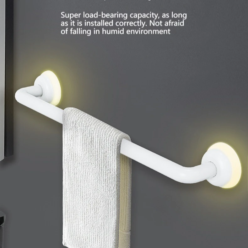 Cross-border factory LED luminous non-punching towel rack bathroom magic atmosphere luminous traceless non-punching