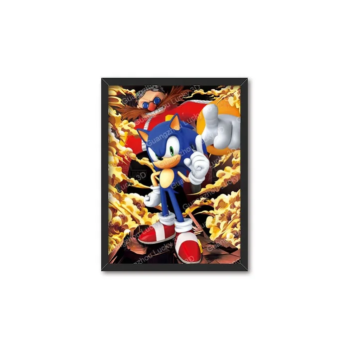 Wholesale Sonic 3D Lenticular Posters Anime Print Movie Poster 3D Lenticular Flip Changing Pictures Wall Decor