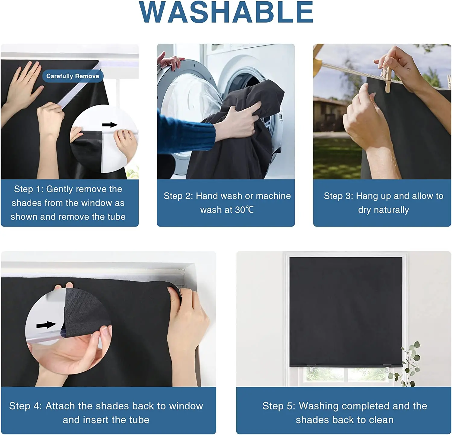 Magnetic blinds Easy install 100% portable blackout roller shades DIY cutter roller blinds cordless blinds with  washable fabric