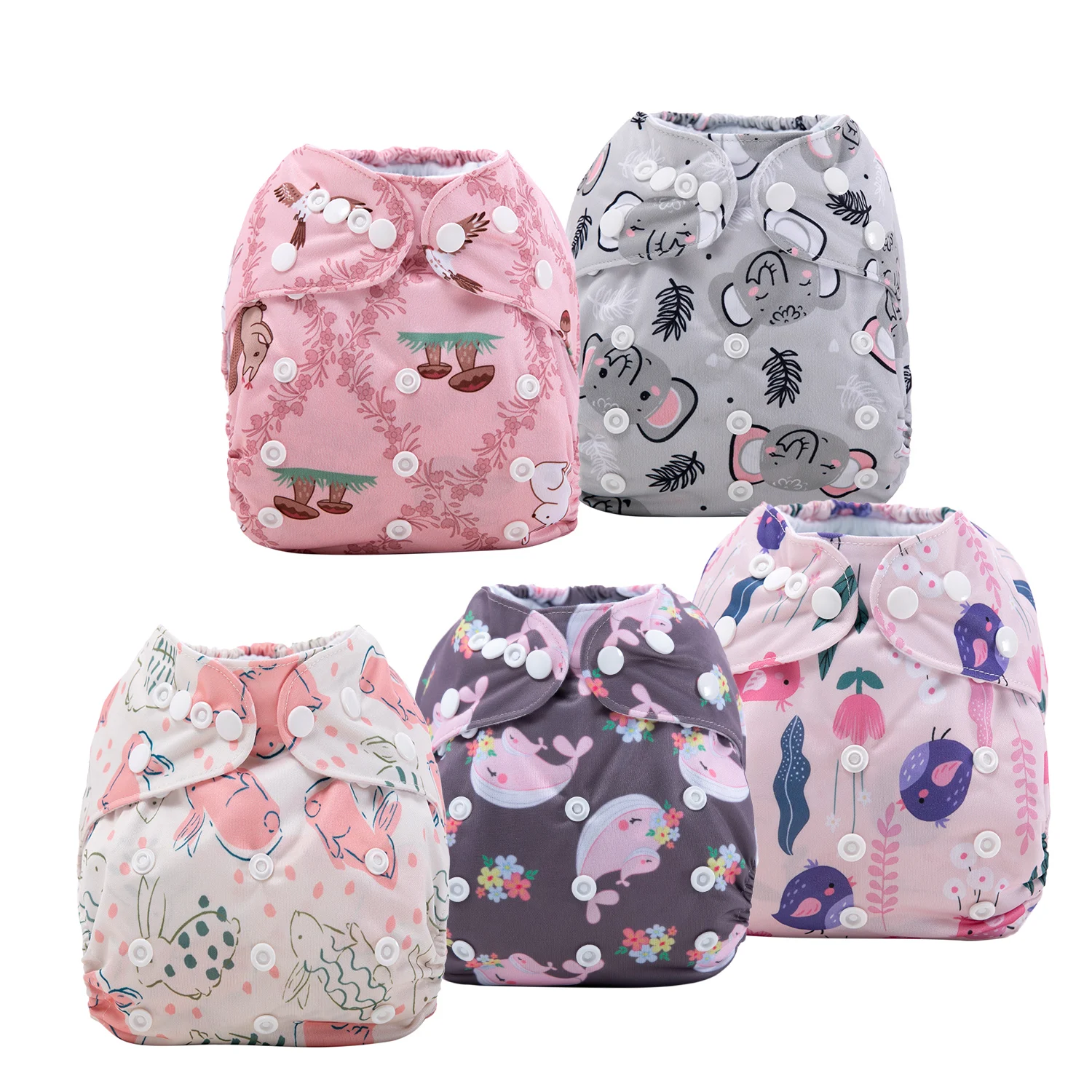 Newborn Baby Cloth Pocket Diapers Adjustable Reusable for Baby Boys and Girls(6-33 pounds,0-3 Years) One Wet Bag