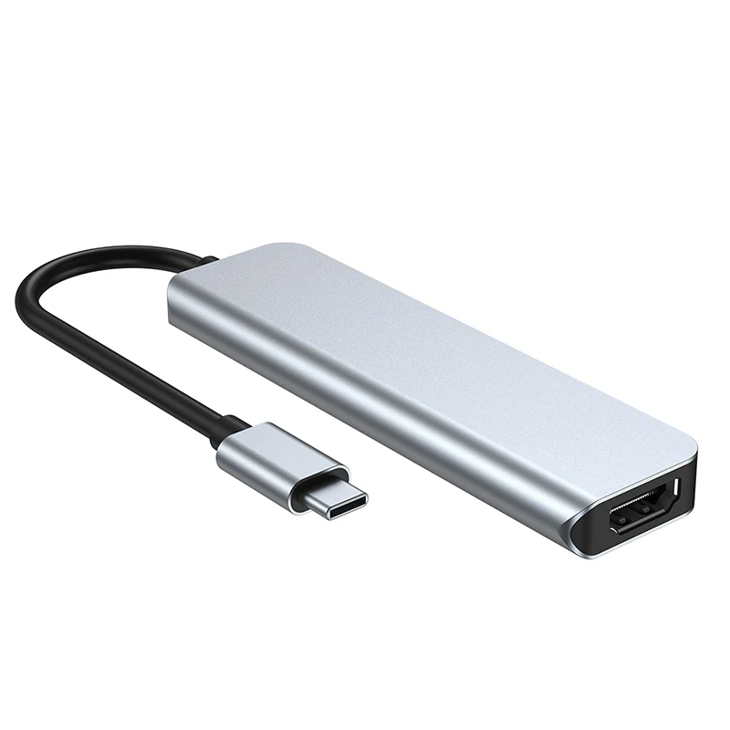 6 in1 USB Type C Hub Adapter 4K Multiport  USB3.0 TF PD SD Card Reader All In One hub For Macbook Pro And Windows Laptop
