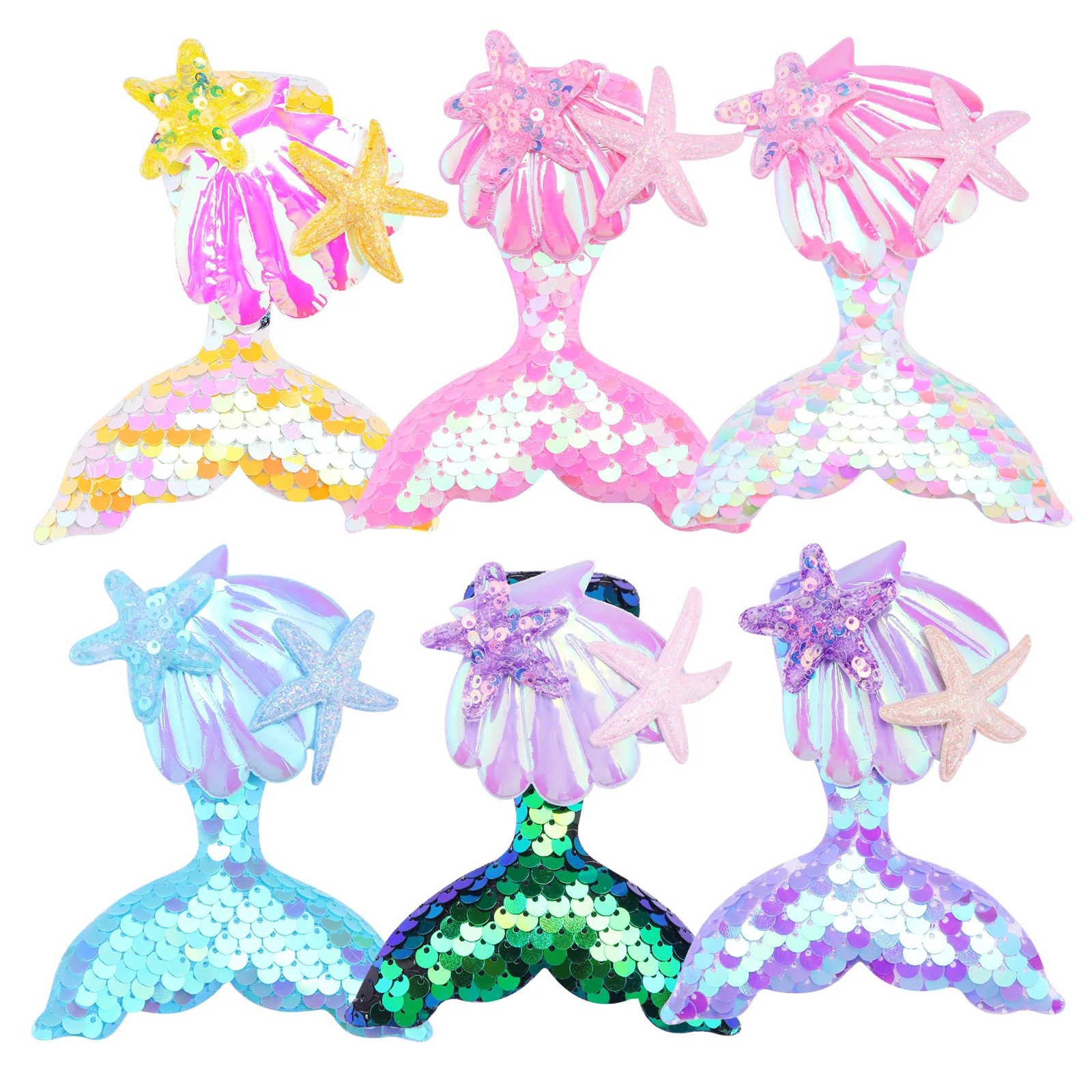 Wholesale reverse sequin mermaid tail pearl alligator hair clips for girls