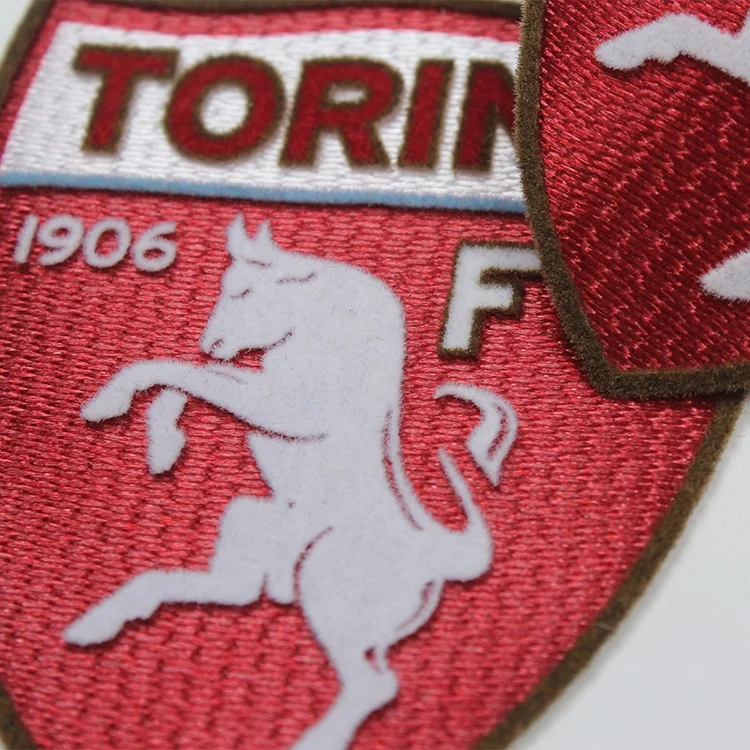 Custom 3D Club Sports Logo Flock Heat Transfer Patches with Tatami Background