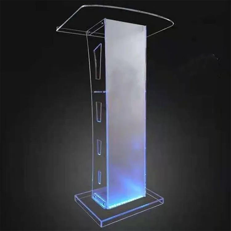 
Custom transparent acrylic lectern podium floor-standing church podium with LED lights 