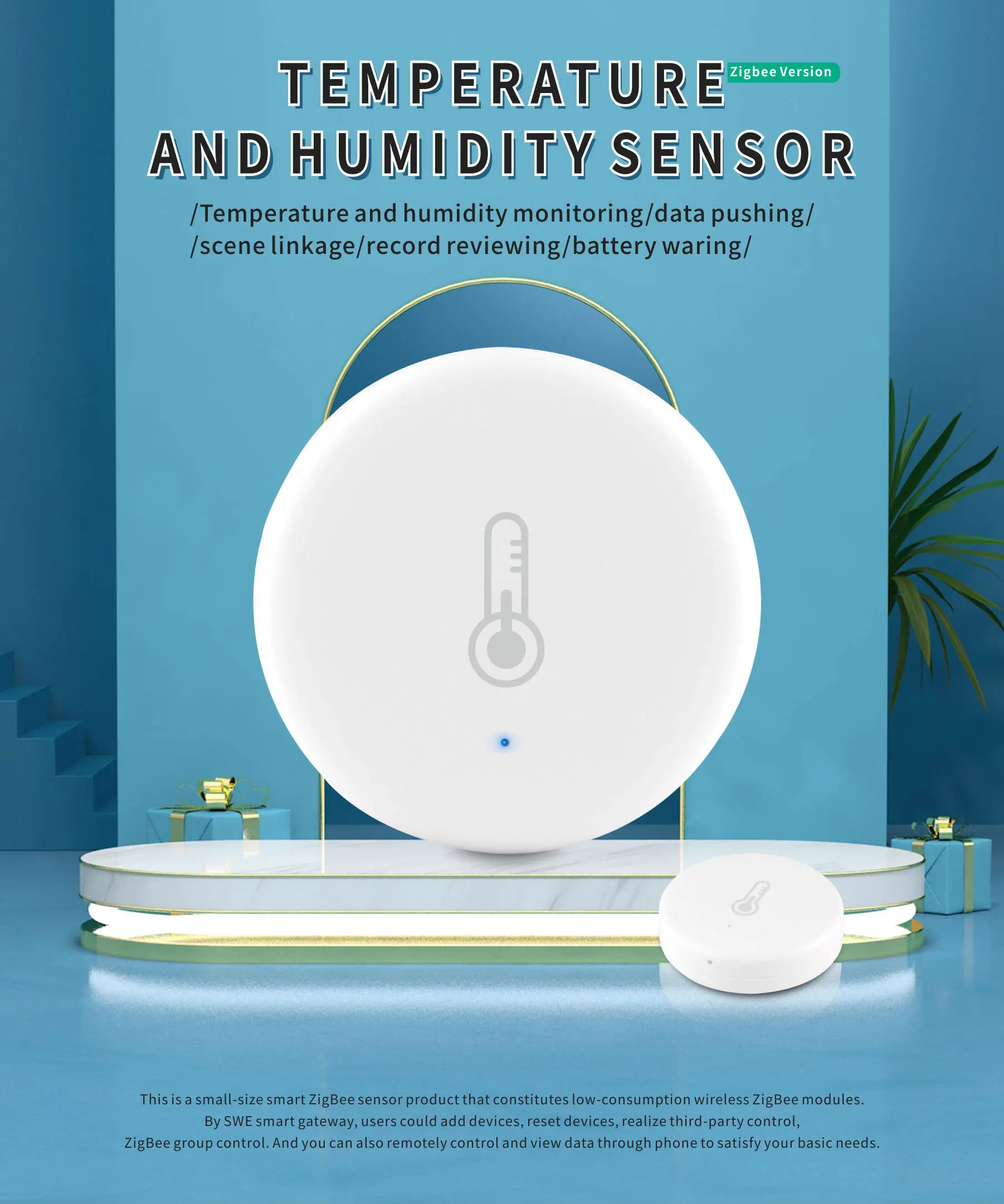 Smart Home tuya zigbee temperature and humidity sensor wireless