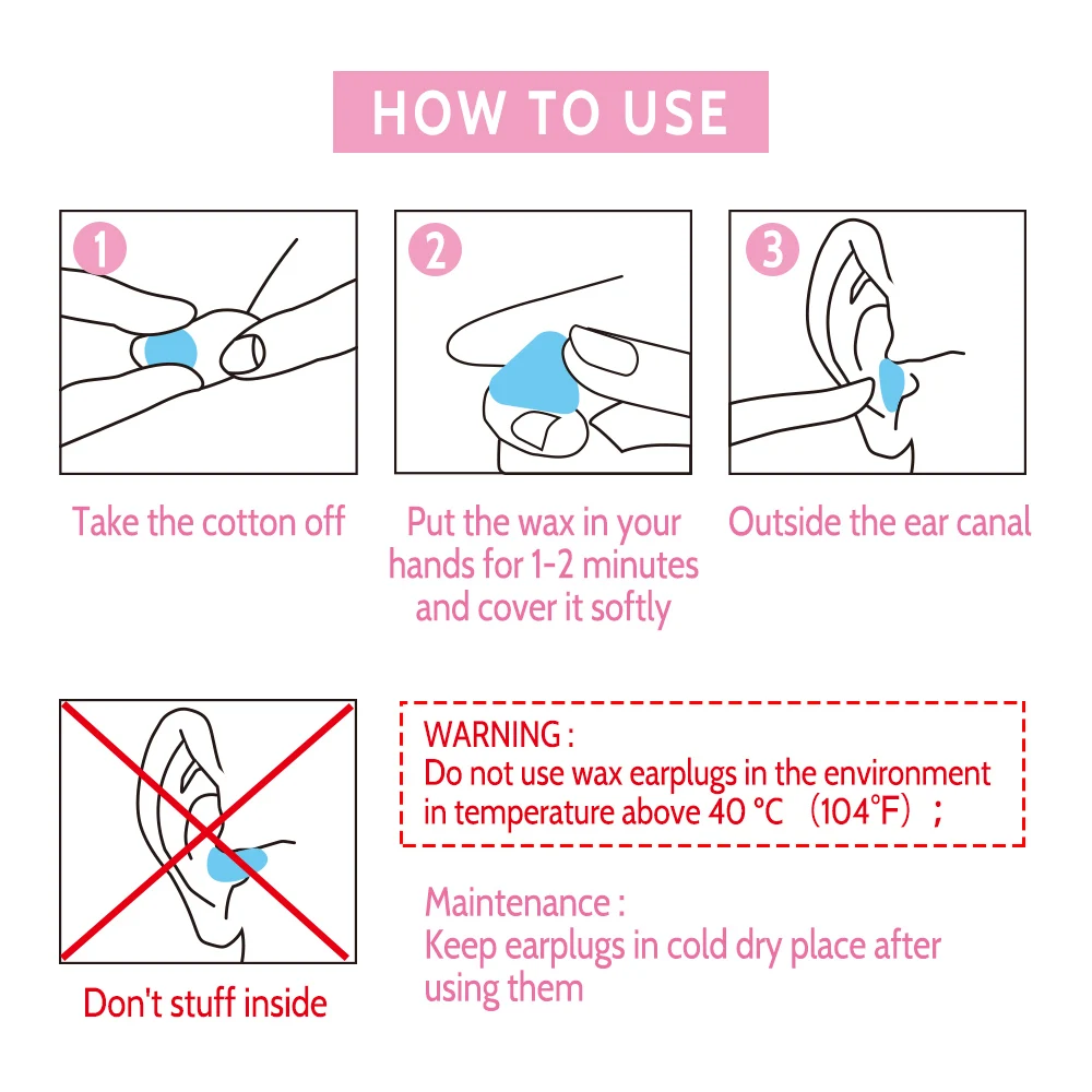 Disposable Noise Cancelling  Soft Swimming Wax Cotton Ear Plugs for Hearing Protection Earplug