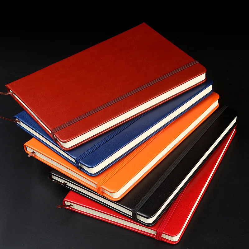 Gift A4 A5 A6 Embossed Logo Leather Notebook Promotional Dotted Inner Page Binding Elastic Strap Notebook For Business