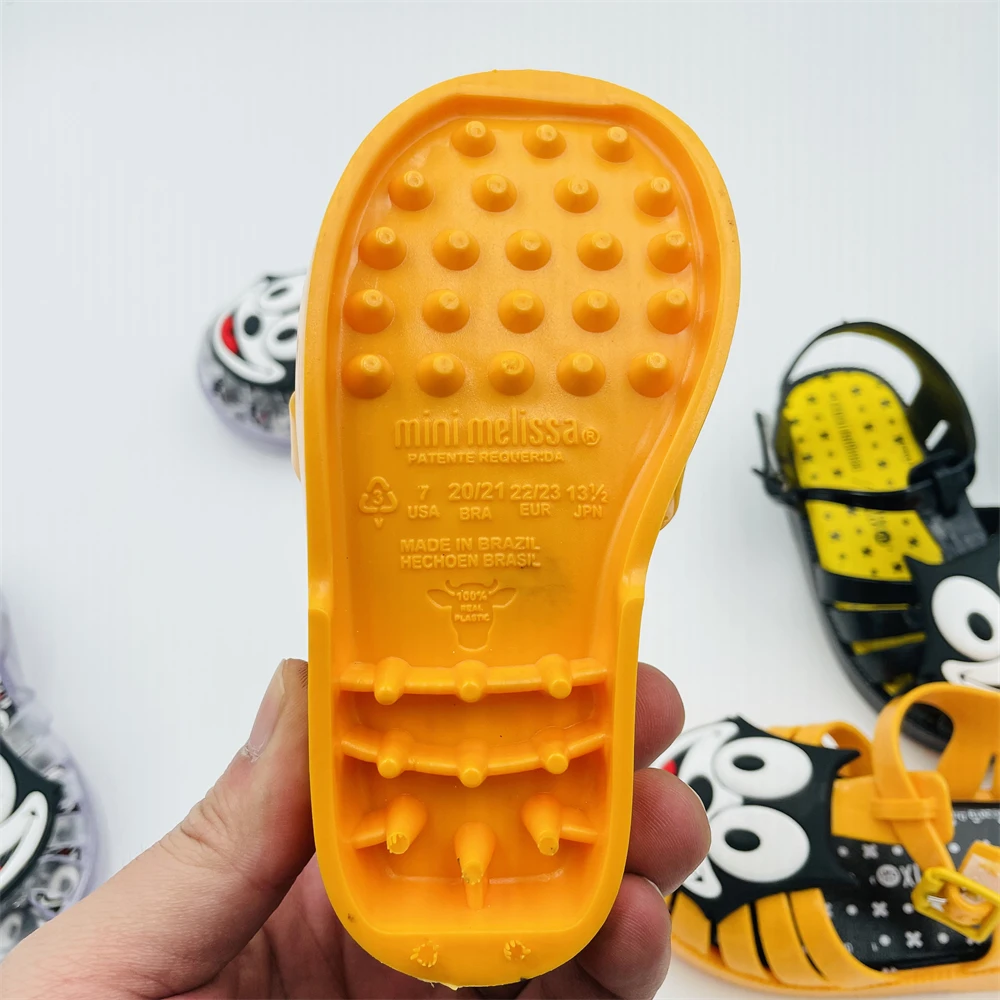 Новая летняя Уличная обувь; Нескользящая подошва; Модные женские римские сандалии; С мультипликационным принтом «головa кота Детские свадебные туфли с украшением в виде кристаллов детская сандалии желеобразного вида