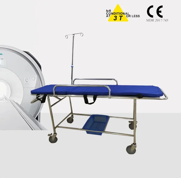 MRI compatible patient trolley / non-magnetic/ Backrest adjustable/ CE approved