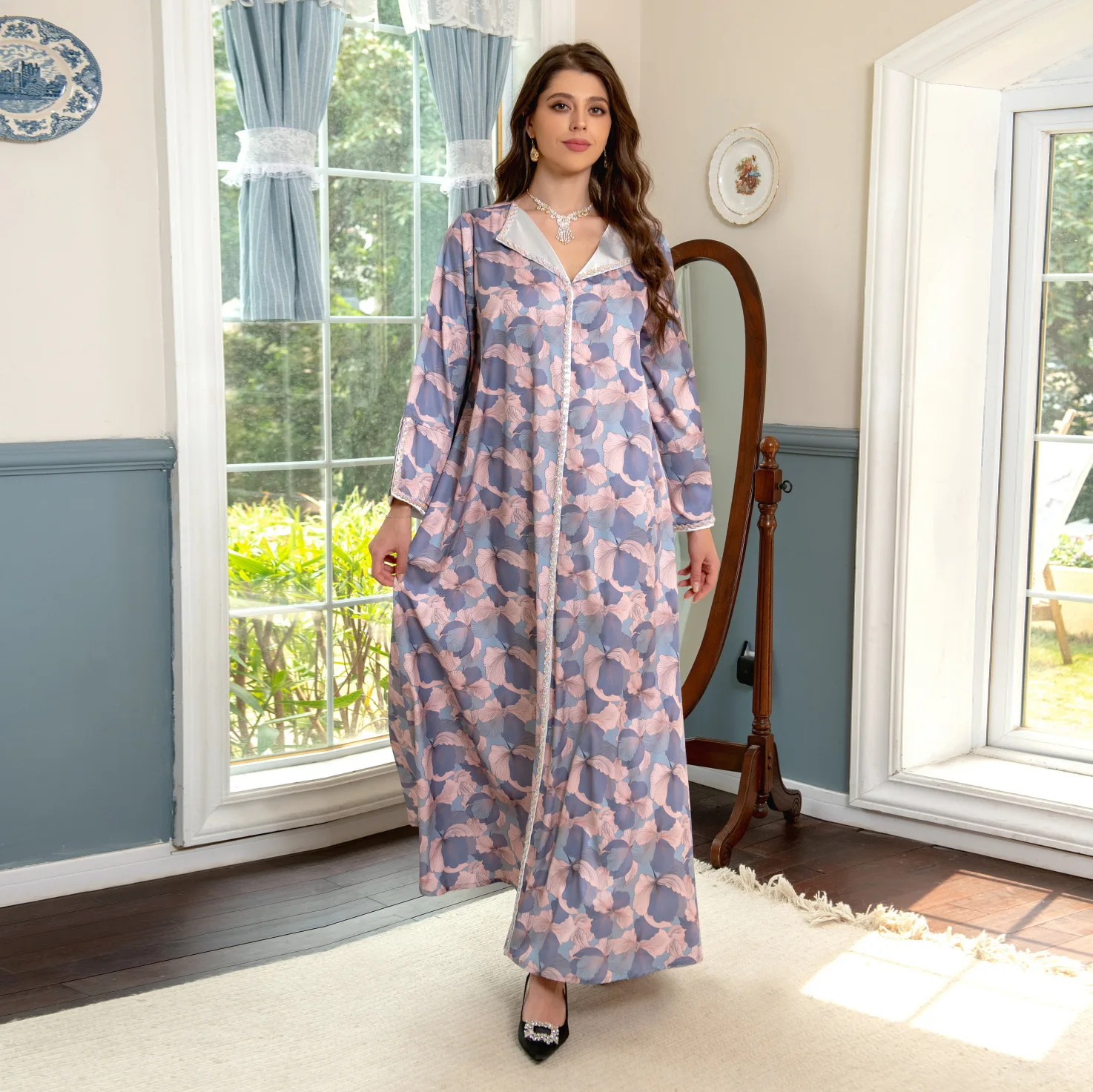 Y AB299 2023 traditional muslim clothing Summer new pattern Arab Middle East robe twist colorful crystals dress