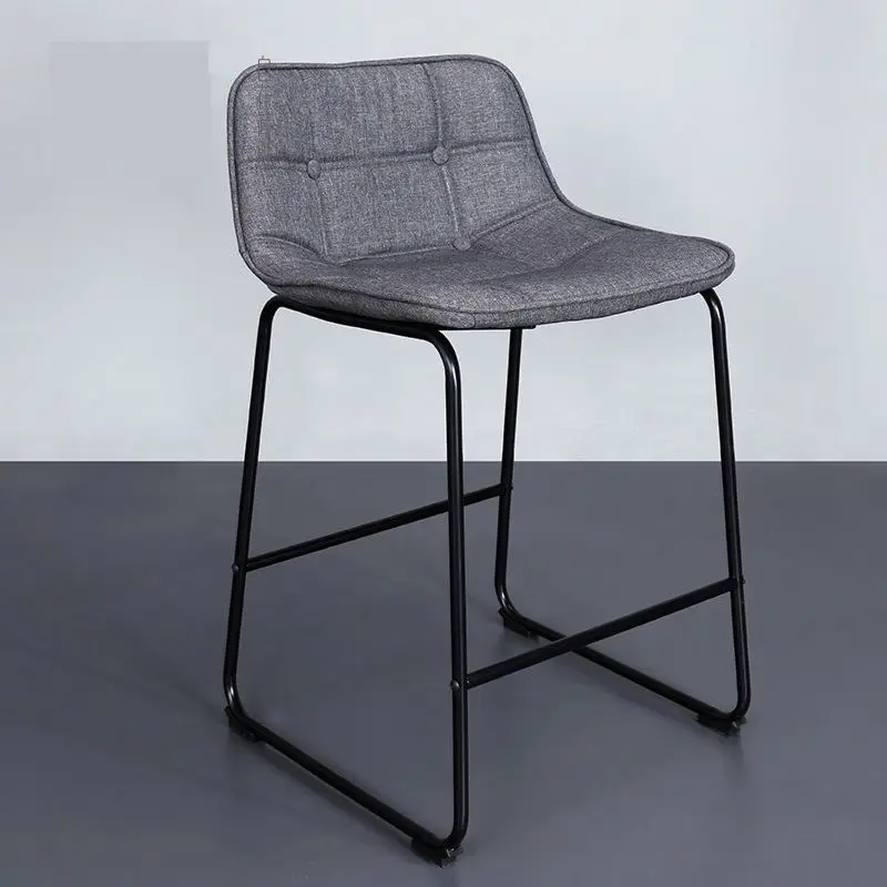 Free Sample Hot Sale Furniture Bar Stool Web Celebrity High Chair Modern New Style Dark Gray Fabric Seat and Backrest
