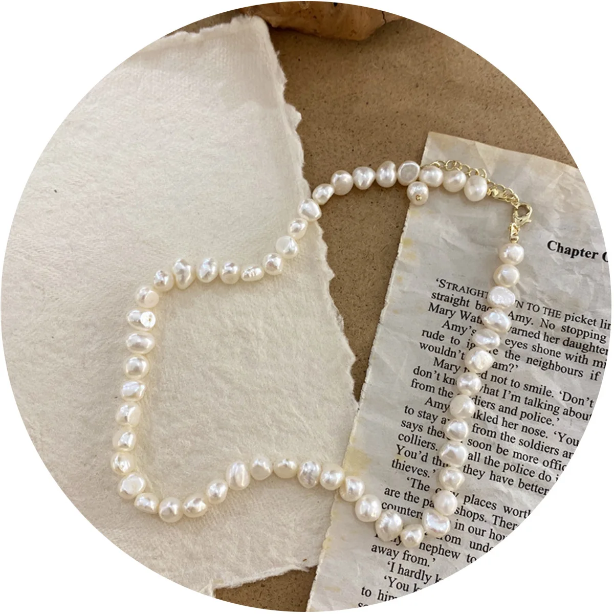 Handmade Buddha Gold Chain Choker Baroque Natural Freshwater Pearl Bracelet Necklace For Women As Mother Gift