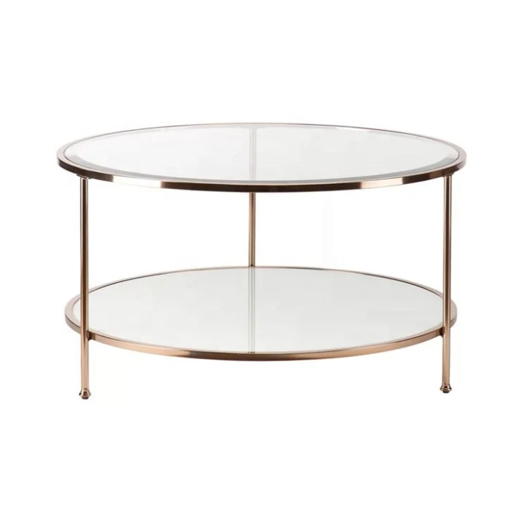 short low round modern glass top coffee table