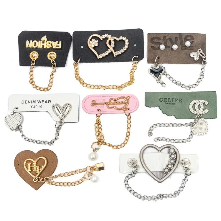Custom logo clothes leather tag logo bag handbags metal 3d embossed handbag leather labels for handbags with chain