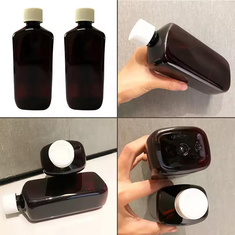 16oz Amber Pet Cough Syrup Plastic Arch Modern Square Seal Medicine Bottle with Crc Lid and qr Code in stock