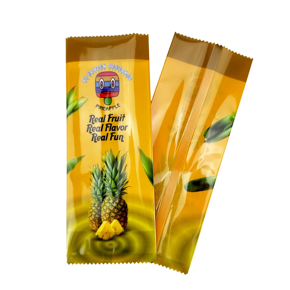 Eco friendly wholesale glossy finished food grade plastic back seal custom printed ice popsicle lolly packaging bags
