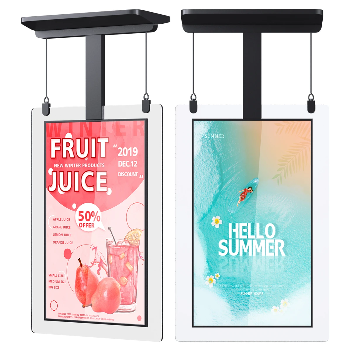 43 49 55 inch double sided advertising window facing lcd digital signage elevator display digit signag tv hanging screen