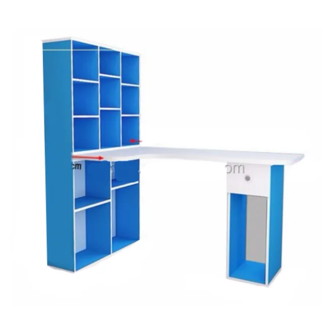 melamine wood computer desk with bookshelf