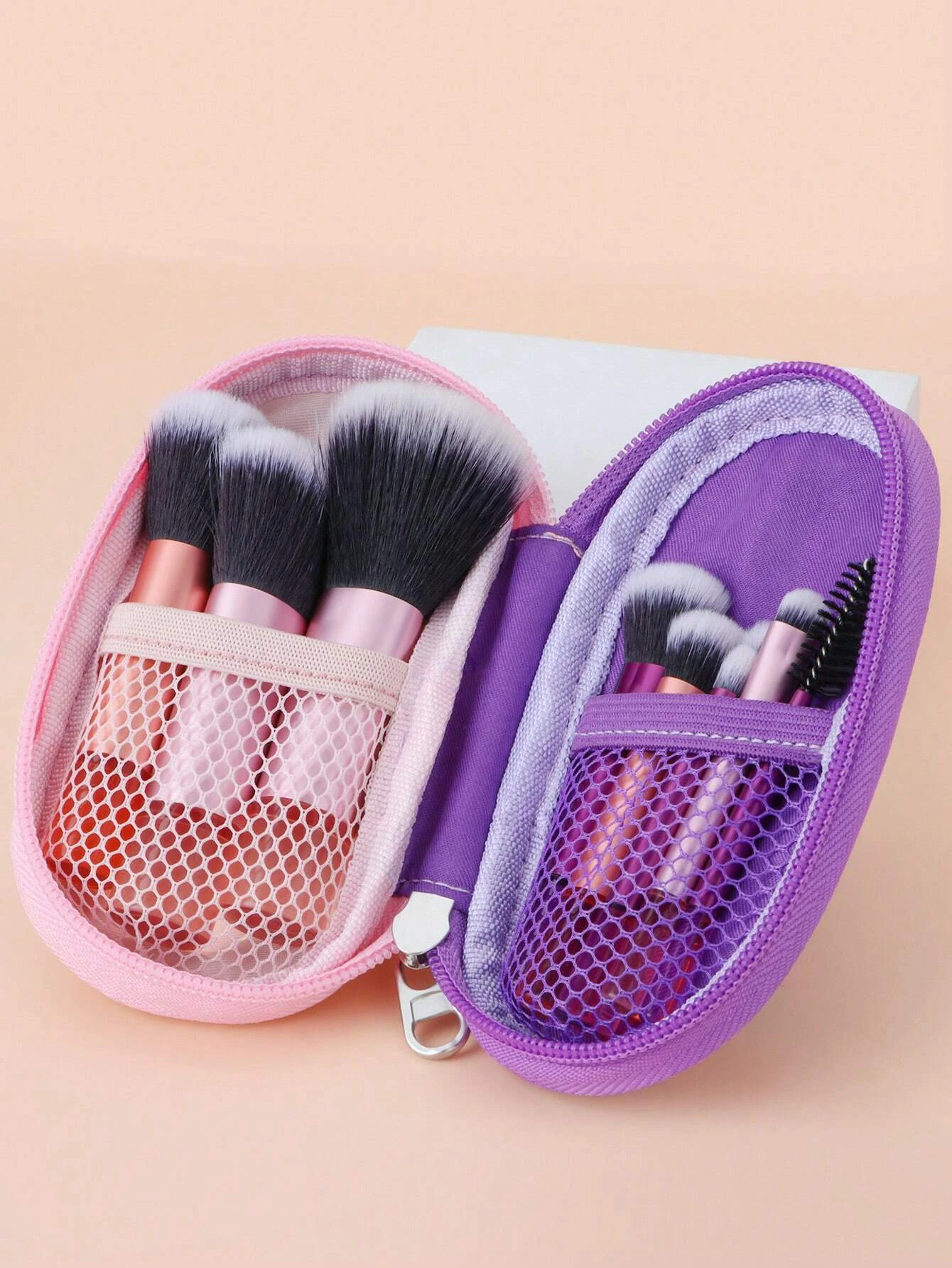 New Fashion 10pcs colors Short Handle Makeup Brushes Travel Make Up Tools Private Label Makeup Brush Set With Bag