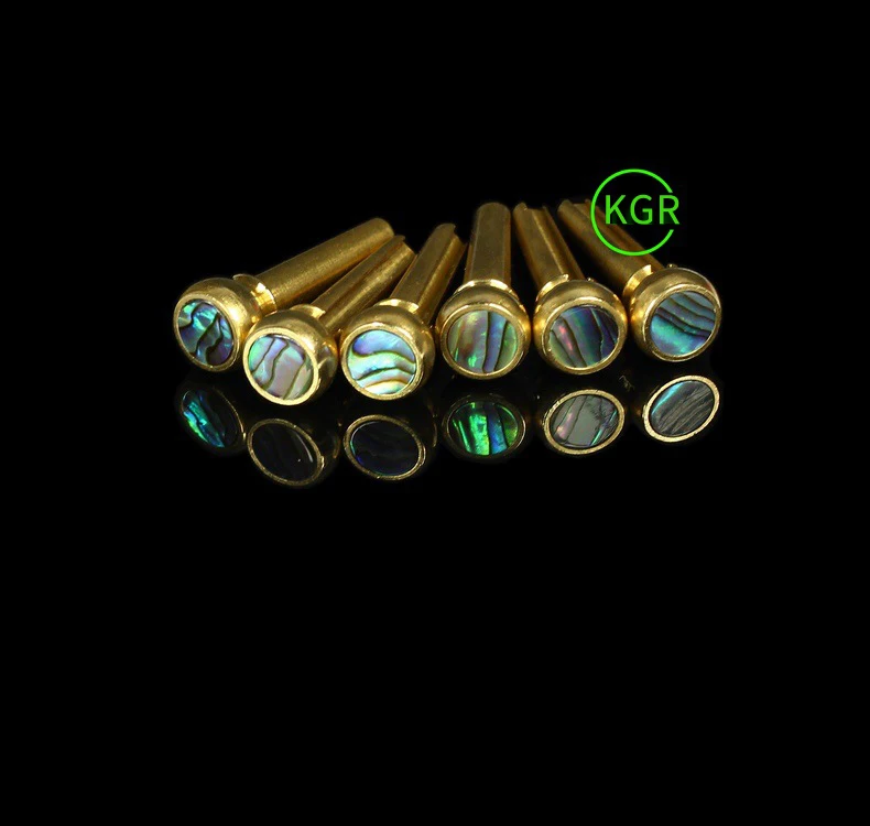 6 pcs copper Guitar Bridge Pins Set with Green Abalone Dot for Acoustic Guitar Parts and Accessories