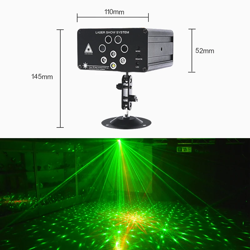 Hot selling 8 holes mini dj laser lights for sale 4 in1 rgb laser stage beam lights sound activated party light