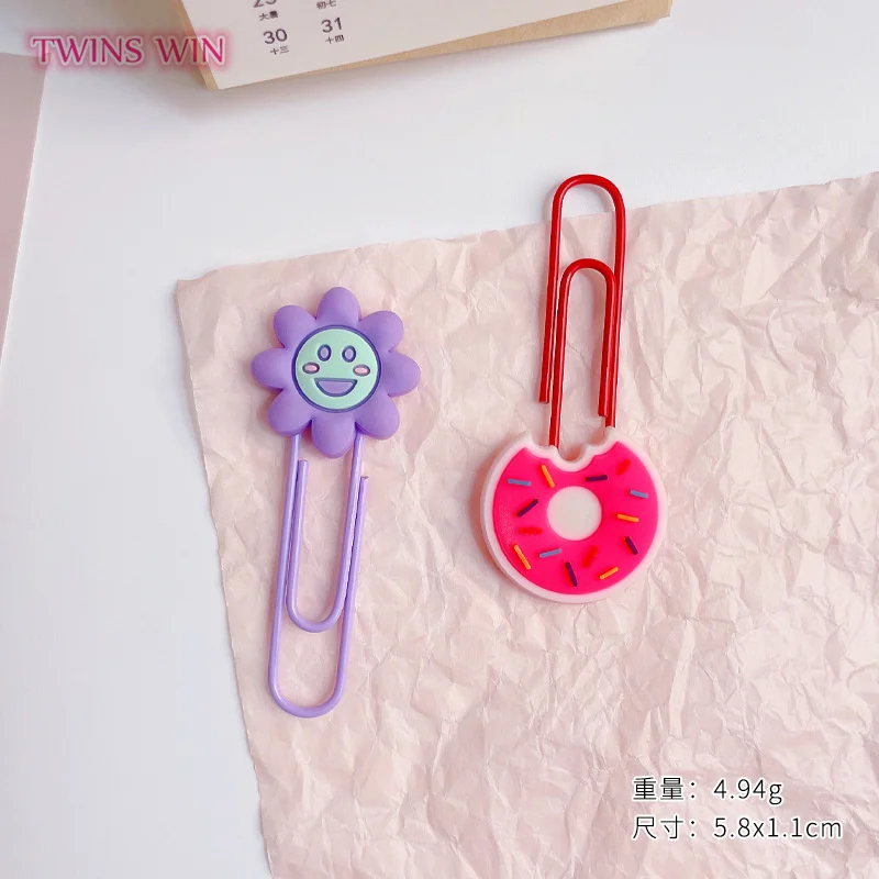 Metal Stationery 2Pcs/Set Cartoon Colorful Paper Clip Creative Student Bookmark 741