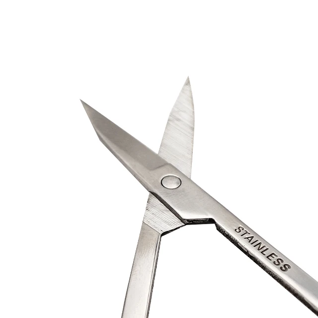 Custom logo Portable Thickness Trimming stainless steel Eyebrow Nose Hair Curved Manicure Scissors