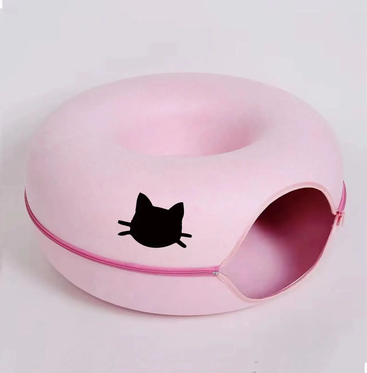 Round Cat Cave Donut Cat Hole Play Interior Cat Hideout Peekaboo Oversized Cave