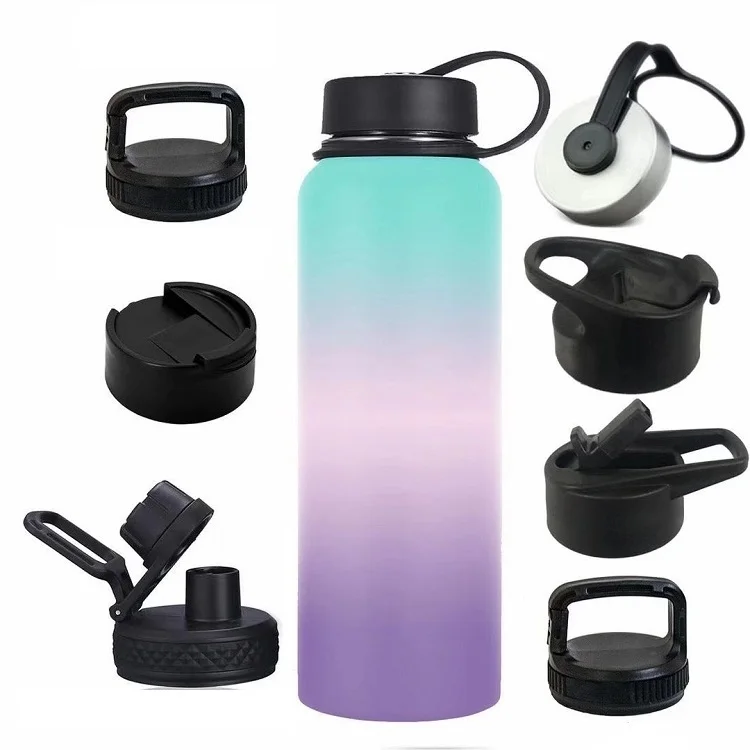 18oz 32oz 64oz wide mouth vacuum insulated thermal flask stainless steel sports water bottle