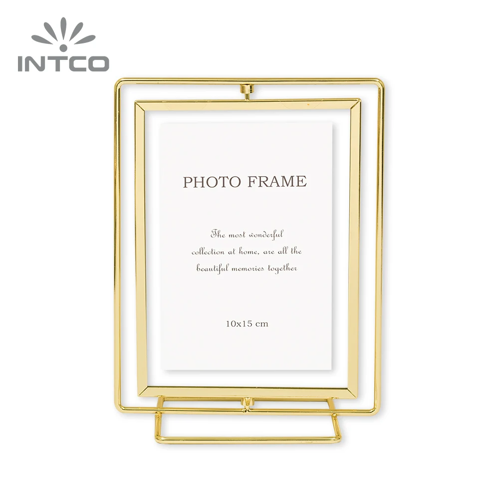 Intco Home Furnishing Decoration Thin Edge Iron Art Double Glass Floating Frame Metal Picture Photo Frame