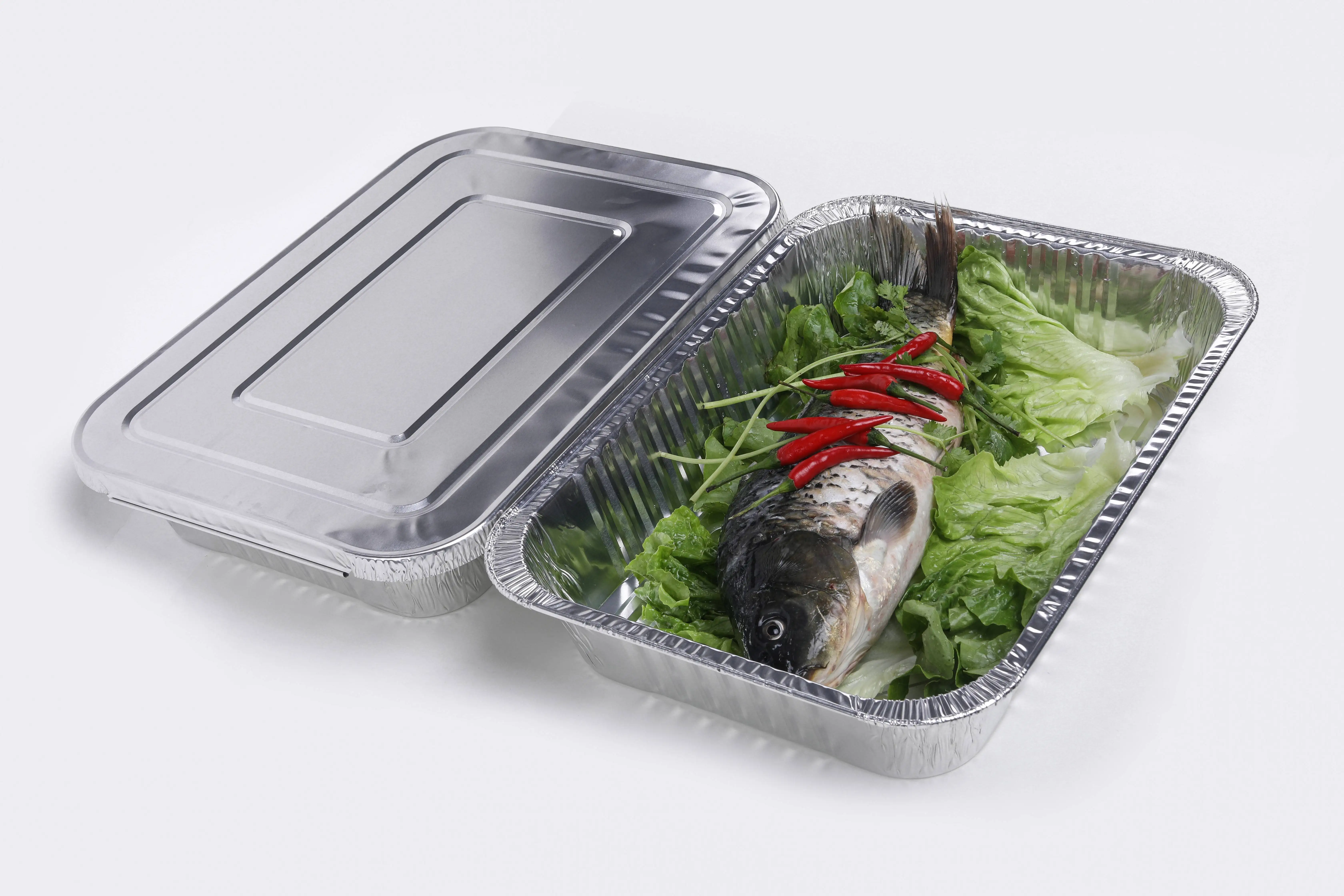 Oversize Rectangle Thickened Crayfish Paper Wrapped Fish Baked Eggplant Tin Foil Plate Large Aluminum Take-Out Meal Box