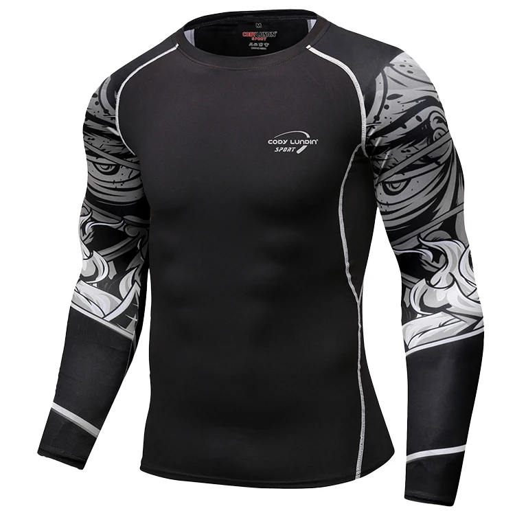 Custom logo rash guard with rubber band men mma sports clothing