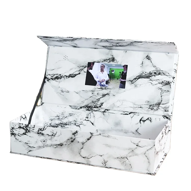 Best price customized jewel watch flower video case 7 inch LCD display cosmetics box for birthday gift set anniversary