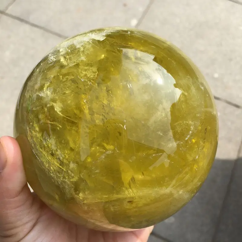 Wholesale magic natural yellow quartz rock citrine healing crystal sphere ball