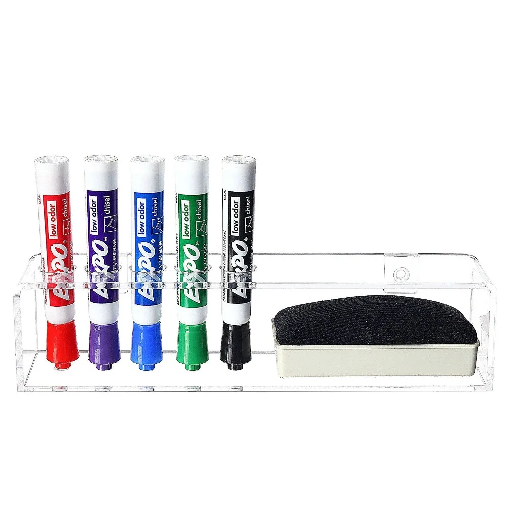 Transparent Acrylic Office Wall Organizer Eraser Supplies Rack Whiteboard Dry Erase Marker Acrylic Pen Holder