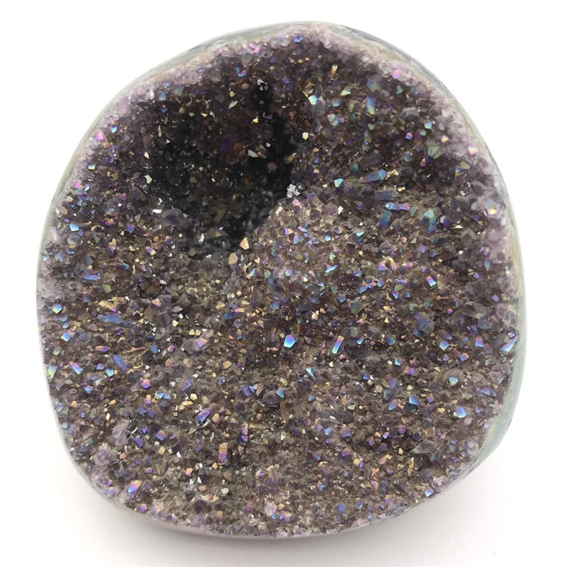 Wholesale High Quality electroplating Natural Crystal Amethyst Geode Aura Amethyst Geode for decoration