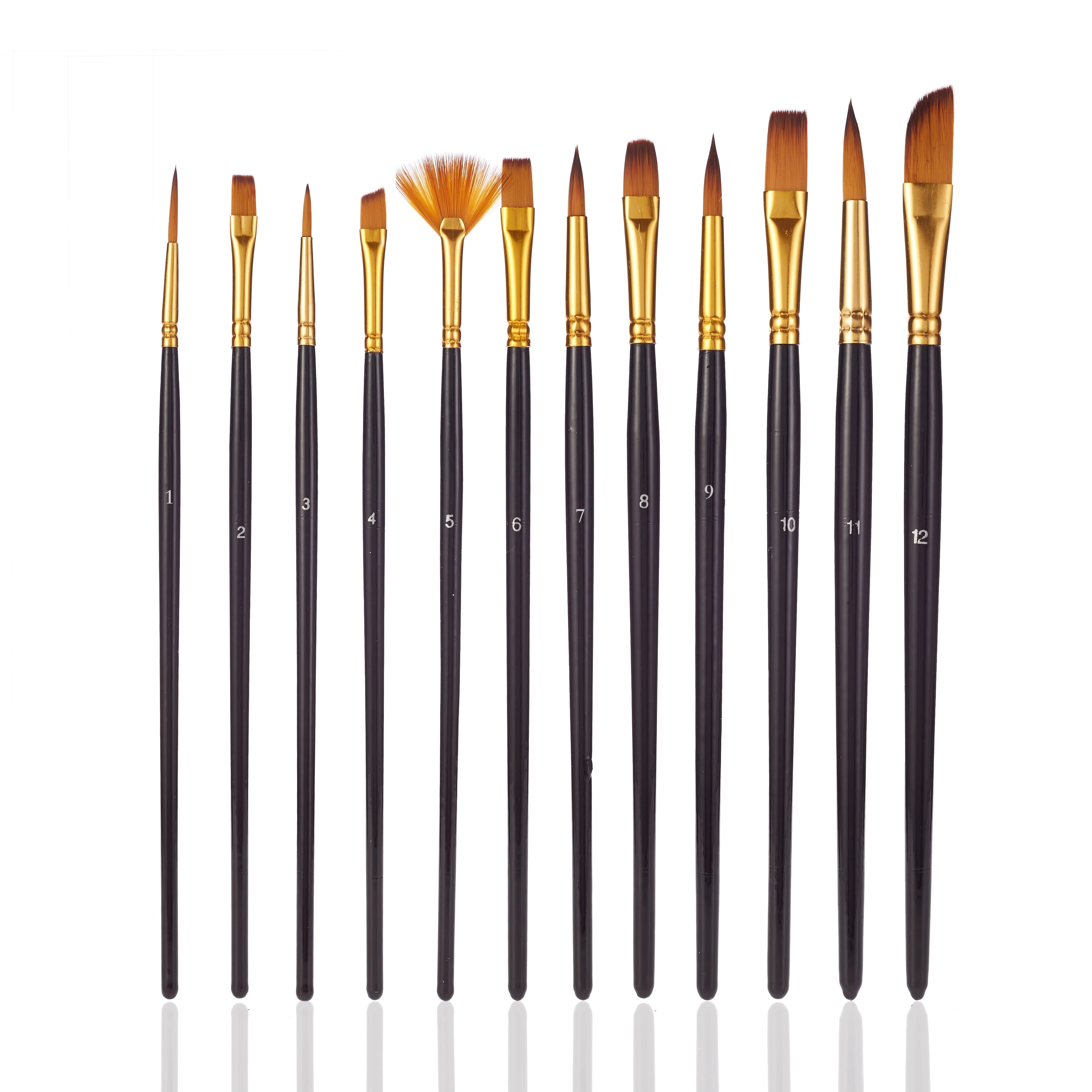12 pcs Artist Painting wooden handle Keep Smiling Artist Brushes Set Professional Art Paint Brush For Painter Artist Painting