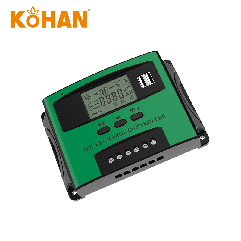 60A 50A 40A 30A MPPT контроллер солнечного заряда двойной USB ЖК-дисплей 12V 24V 48V