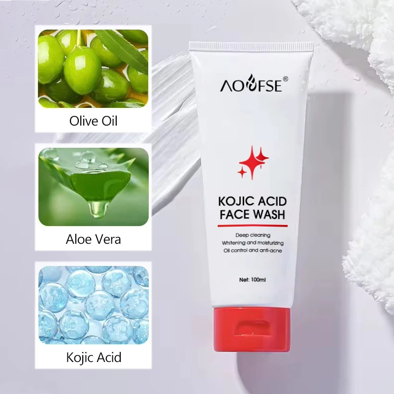 skin care deep cleansing gel wash facial cleanser own logo whitening kojic acid face wash