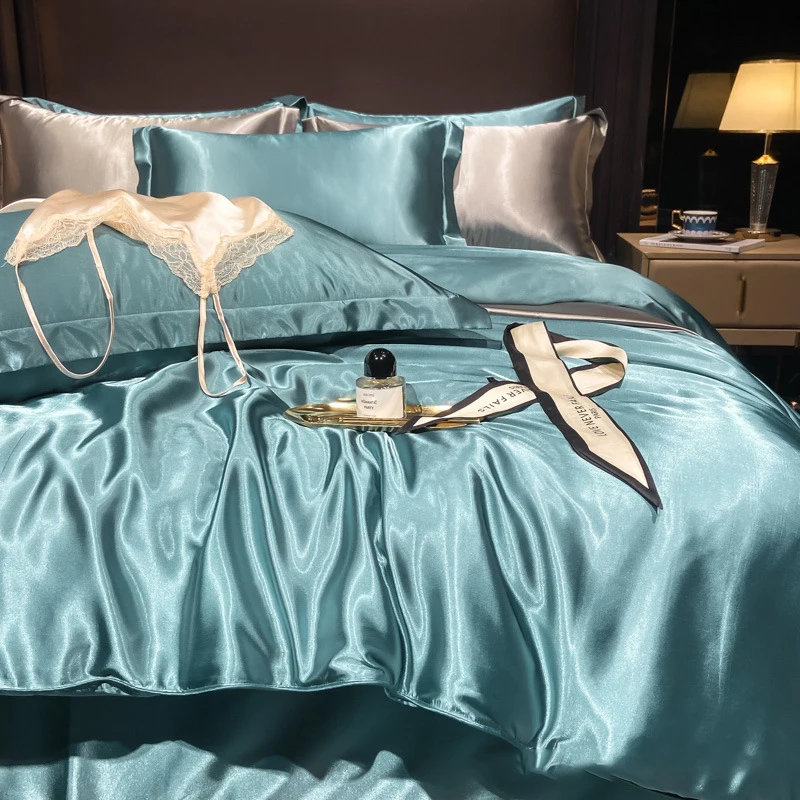 mill supply wholesalers Luxury Silk Bed Flat Sheets Silk Bedding Four Pieces Silk Bed Sheet King Queen Size