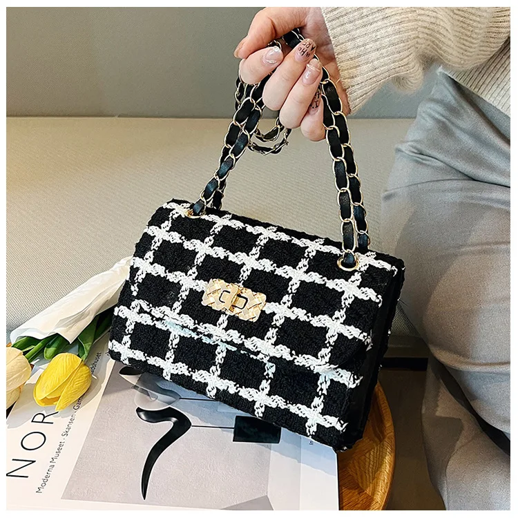 New Fashion Handbags Bolsa Para Dama Small Chain Shoulder Tweed Bags Luxury Brand Designer Women Cross body Bag